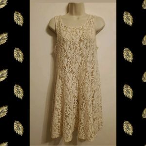 Free People Lace Slip Dress Boho Sheer Ivory Small